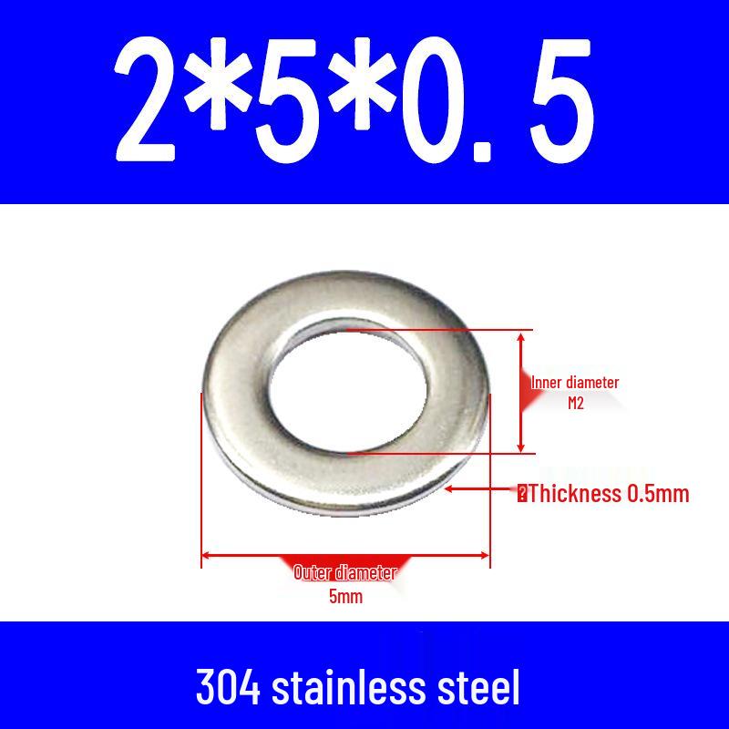 304 Stainless Steel Flat Gasket Washer, Metal Spacer for M2-M20.