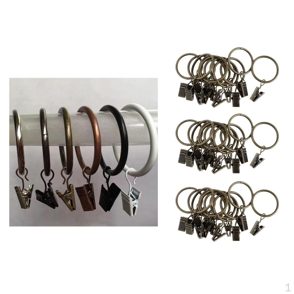 

Металлические кольца для штор, 36 штук, с бронзовыми клипсами 25 мм