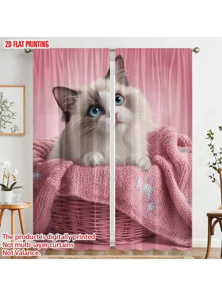 

2pcs plane printing Curtain Fabric Cat Towel Print Theme Pattern_ Versatile 100% Polyester (without rod) Festive Ldeal for 100*130 HOOK 1pcs