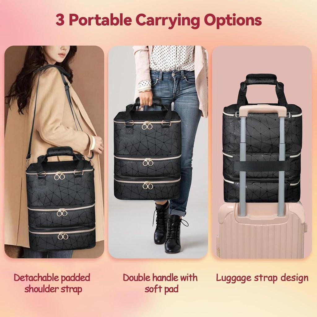 Three-Layer Detachable Nail Polish Storage Bag - Holds 84 Bottles