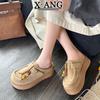 Cowhide version of bag head slippers, women's models can wear thick-soled autumn new thick-soled one-pedal single shoes