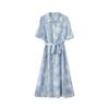 Luxury Tie-Dye Blue Mulberry Silk Dress - Women's Summer 2025 Collection