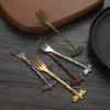 6pcs Stainless Steel Vintage Forest Style Coffee Spoon Dessert Spoon Dragonfly Branch Spoon Gift Craft Ice Cream Fork Spoon Set