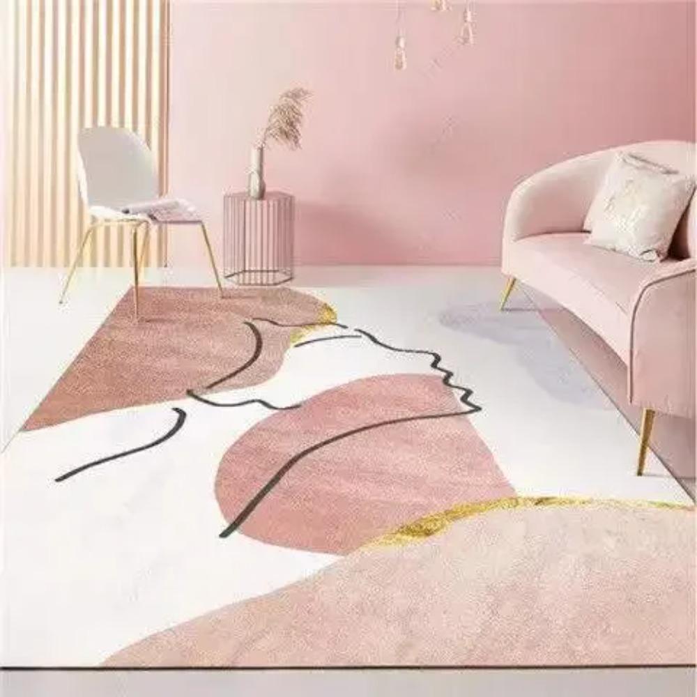 Pink Girl Bedroom Decor Square Carpet Luxury Nordic Carpets for Living Room Large Area Non-slip Cloakroom Rug Washable Floor Mat