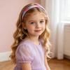 Bandeau pour fille avec peigne à dents lisses et arc anti-glisse Couleur dégradé arc-en-ciel Décoration Cœurs Étoiles Serre-tête