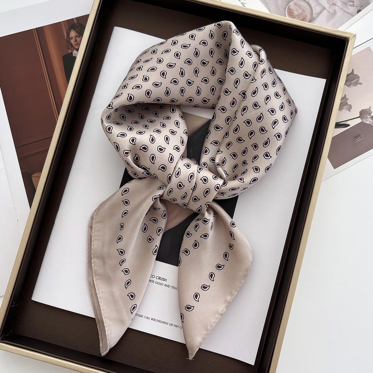 Fashion Glasses M Women's 70*70Cm Square Scarf Soft Satin Floral Print Wrap Foulard Neckerchief Bandannas Hair Skinny Tie Hijab Shawls 70Cm