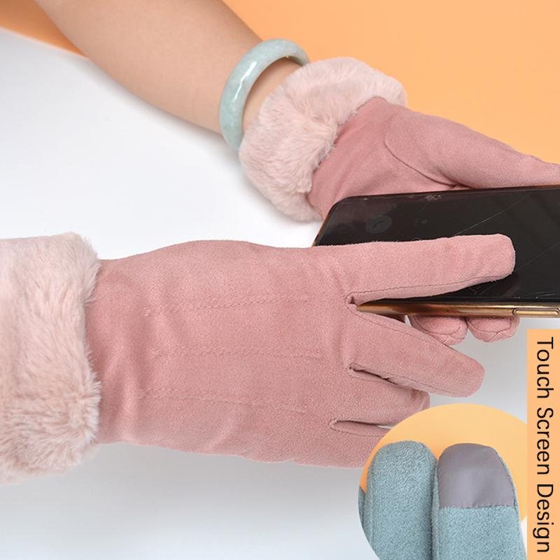 2022 New Fashion Women Gloves Autumn Winter Cute Furry Warm Mittens Full Finger Mittens Women Outdoor Sport Female Gloves