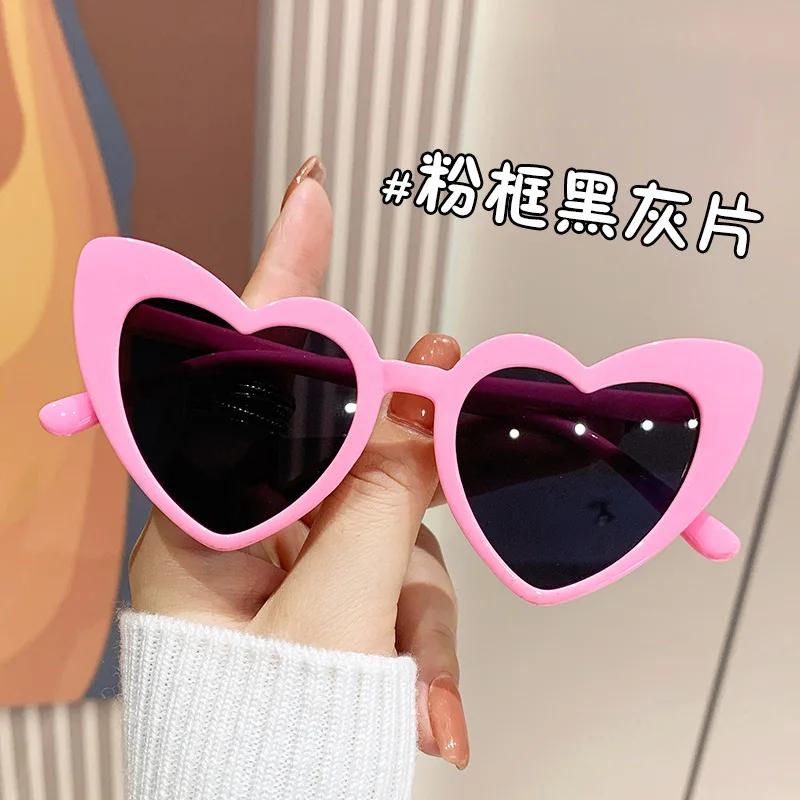 New Children Heart Shape Sunglasses UV400 Protection Large Frame Cute Girl Fashion Designer Sun Glasses Outdoor Baby Eyewear
