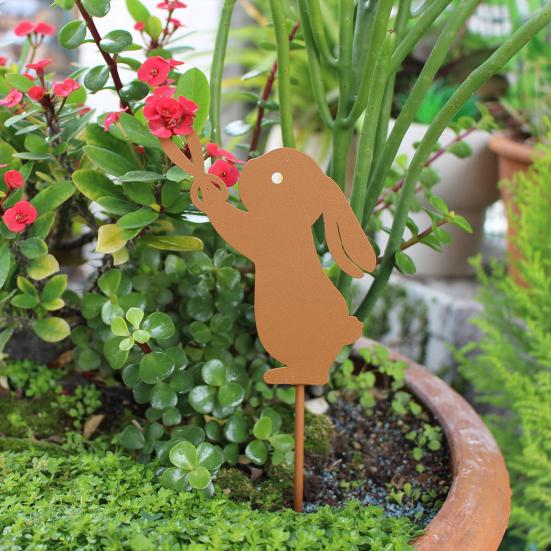 Yousheng Easter Bunny Garden Stakes Metal Rabbit Yard Signs with Stakes Bunny Silhouette Signs for Outdoor Patio Walkway Lawn Decoration