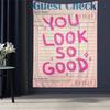 Retro Newspaper Pink Popular Quote Print Cartoon Tapestry Wall Hanging Decoration Household Home Decor