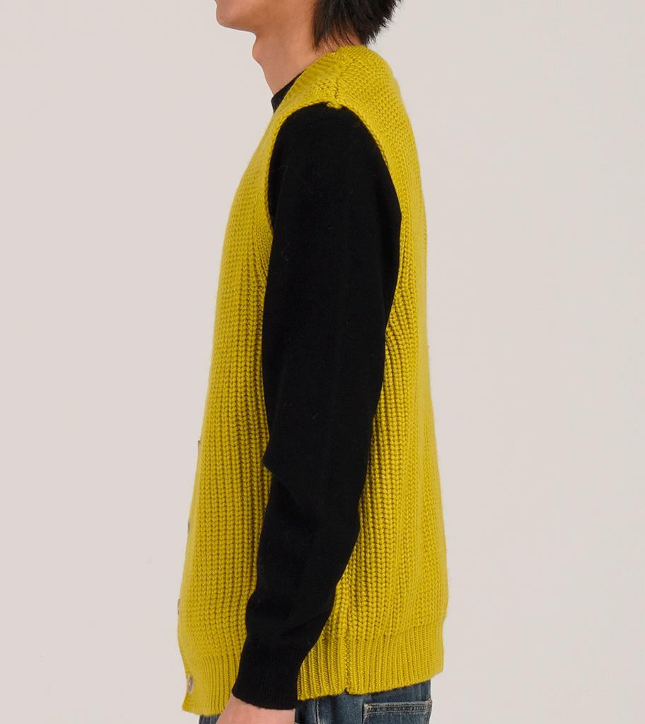 Button Seoul Heavy Knit Vest Cardigan (Yellow)