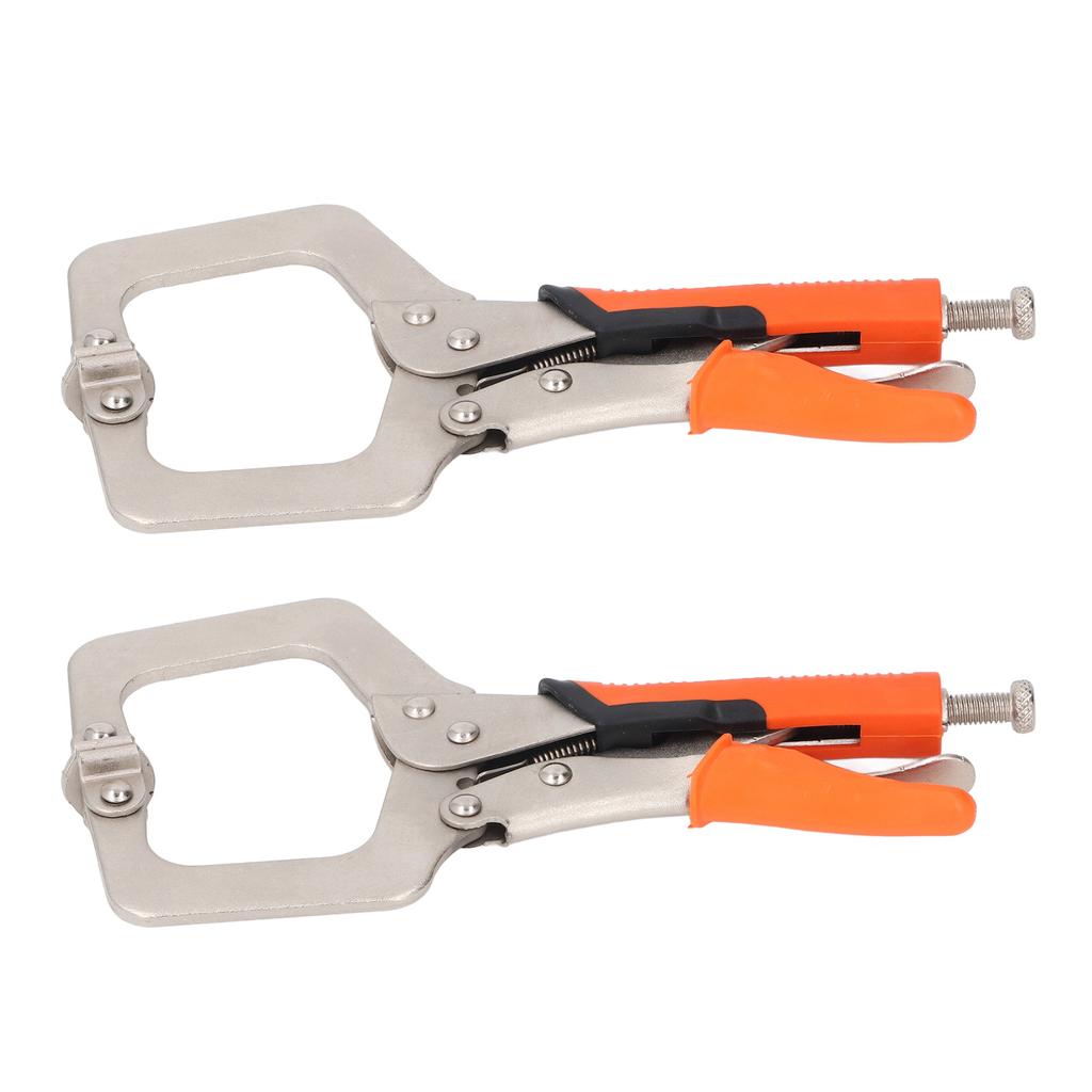 2Pcs Locking C Clamp Pliers Set Heavy Duty Woodworking Face Clamp with Rotating Pads for Welding   Hole Joinery