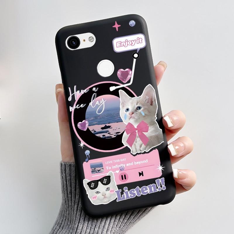 Phone Cases For Google Pixel 3 XL Case Cute Cat Cartoon Silicone Soft Black Coque for Google Pixel 3 XL Pixel3 3XL Bumper Cover