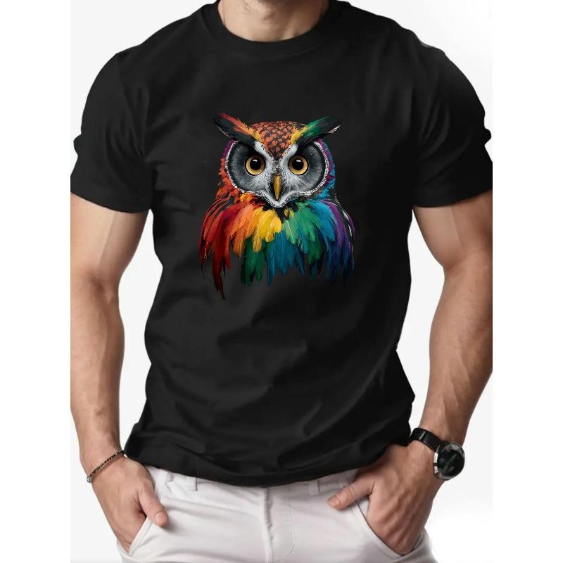 Men'S Owl Pattern Summer Casual Short-Sleeve T-Shirt