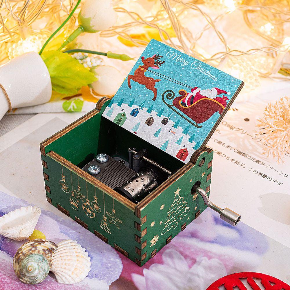 Wooden Hand Crank Music Box Anime Theme Halloween Merry Christmas Decoration Home Christmas Birthday Gift