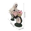 Ghostly Riding on Bicycles with Pumpkin Figurine Sculpture Indoor and Outdoor Resins Ornament Halloween Party Decoration