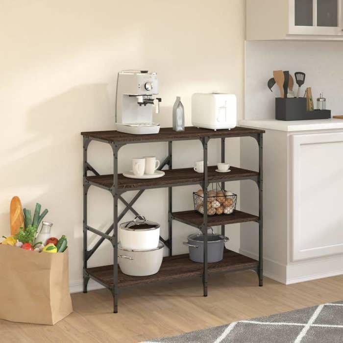 VidaXL Support de Boulanger, Étagère avec Pieds Réglables, Meuble de Rangement, Organisateur de Cuisine Intérieur, Moderne, 845425