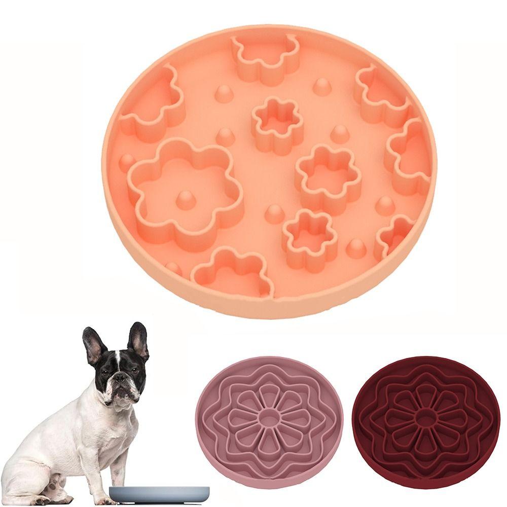 Round Slow Feeding Dish Silicone Feeding Bowls Slow Feeder Dog Bowl  Reduces Boredom