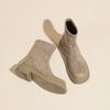 Skinny Korean version round head suede short boots women's socks boots thick-soled muffin bottom elastic thin boots autumn and winter new Martin boots