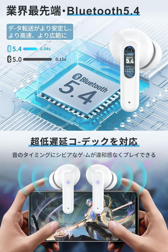 Cutting-edge Bluetooth 5.4 Earbuds, Wireless Bluetooth Earphones [New for 2025] LED Display, Wireless Type-C Fast Charging, Built-in Microphone,