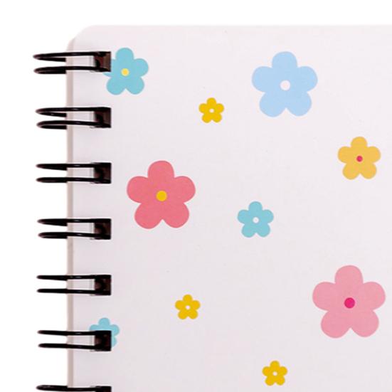 2Pcs Cartoon Coil Notebook Mini A7 Portable Spiral Memo Pad for Students Cute Flower Notebook for Journaling School Travel