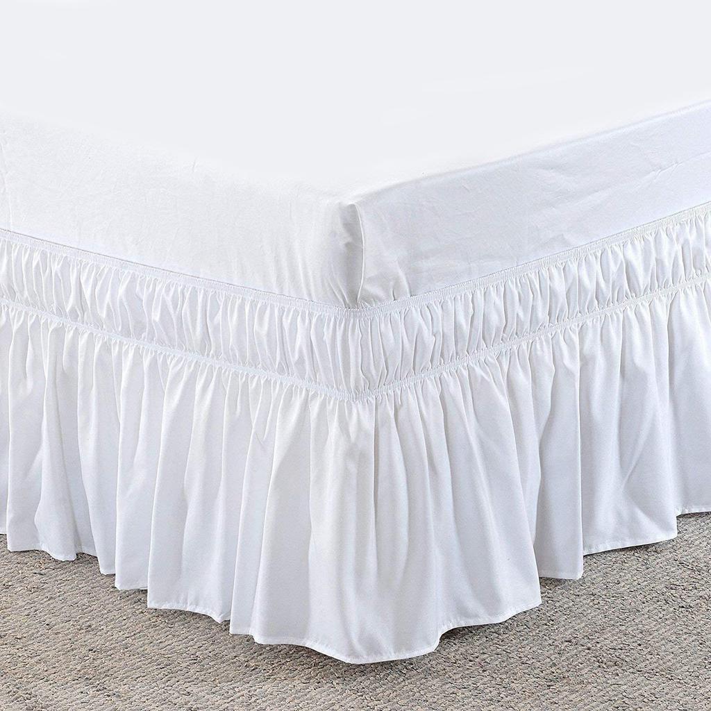 Twin/Full/Queen/King Size Bed Skirt Dust Ruffle Fit Bedspread Double Bed Skirt Adjustable Elastic Belt 40cm Height Jupe De Lit