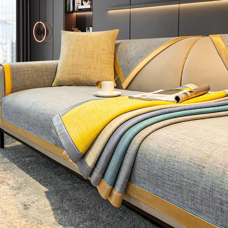Linen Sofa Cushion Four Seasons Universal Non-Slip Seat Cushion Light Luxury Simple Modern High-End Sofa Cover Dustproof Cloth