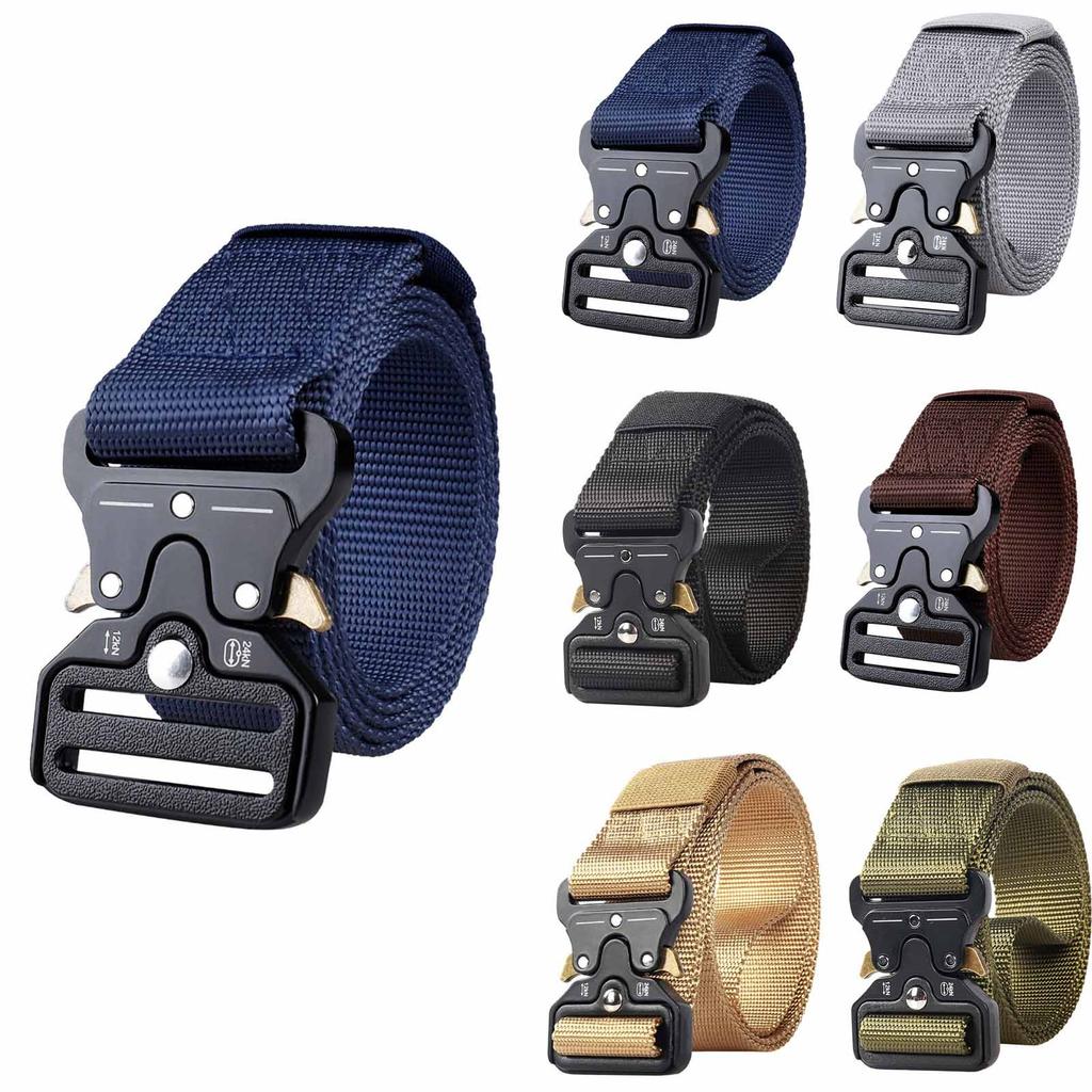 Canvas Belt for Men and Women – Outdoor Sports Nylon Webbing Belt with Plastic Buckle, Military Training Adjustable Leisure Belt