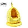 Birdcage Accessories Hanging Parrot Nest Bed, Winter Striped Plush Water Drop Shape Cozy Cave Bed with Removable Cushion, Bird Cage Hammock