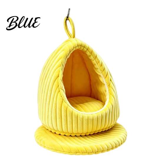 Birdcage Accessories Hanging Parrot Nest Bed, Winter Striped Plush Water Drop Shape Cozy Cave Bed with Removable Cushion, Bird Cage Hammock