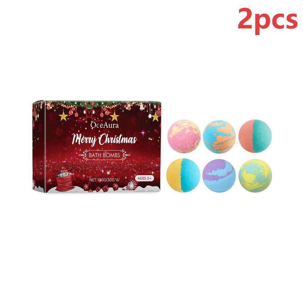 Merry Christmas Bath Ball Bubble Bath Products Spa Stress Relief Relax Organic Rose Lemon Lavender Handmade Surprise Gift Set