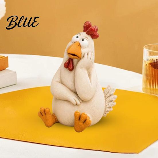 Durable Resin Garden Decor Funny Chicken Statue Figurine Farmhouse Outdoor Rustic Window Sill Decorations Yard for Balcony Flowerpot Lawn,