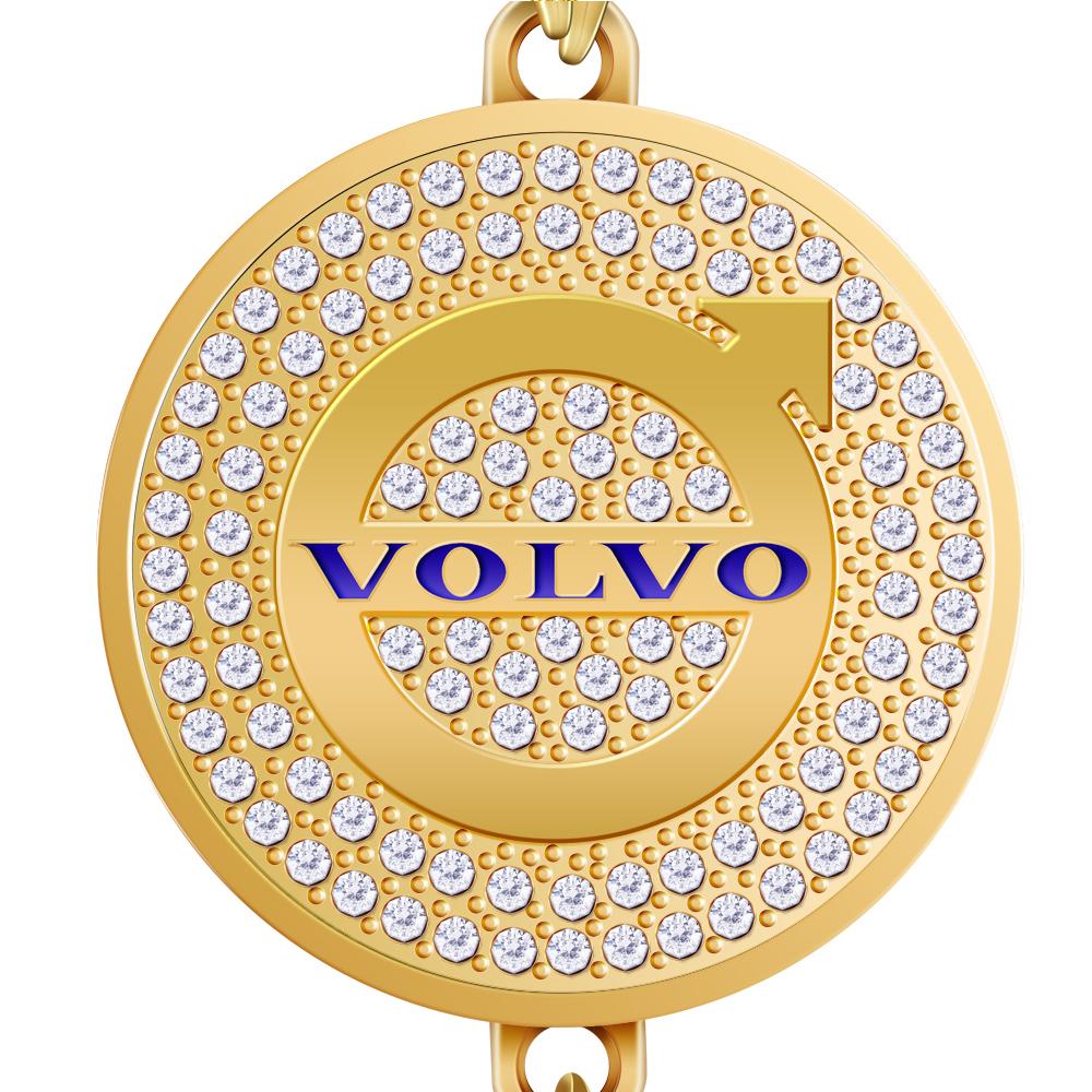 Car Interior Rearview Mirror Metal Pendant Decoration Car Logo Simulation Diamond Pendant Accessories For Volvo XC60 V40 S60 V50