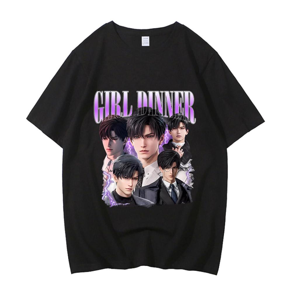 

Kawaii Girl Dinner Zayne Love And Deepspace T-Shirt Men Women High Quality Cotton Short Sleeve Crewneck TopsTops S