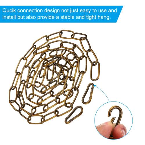 PATIKIL 1.82 M Golden Bronze Finish Lighting Hanging Chain, Metal Loop Chain for Hanging Plant Pendant Chandelier Light Fixtures