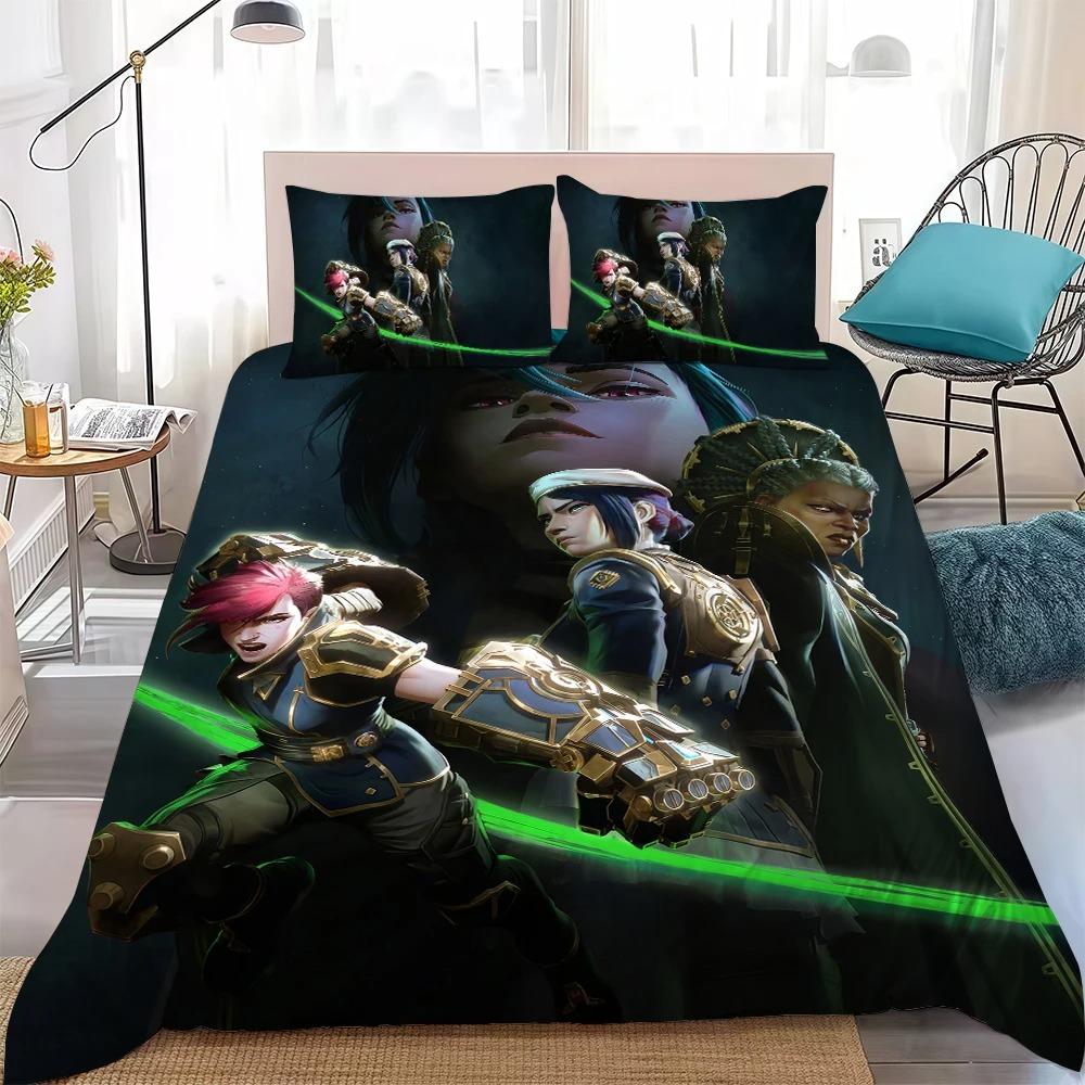 Hot Anime J-JinX A-Arcane Bedding Set Soft Comforter Cover With 1/2pcs Pillow Shams For Kids Adults Microfiber Quilt Cover