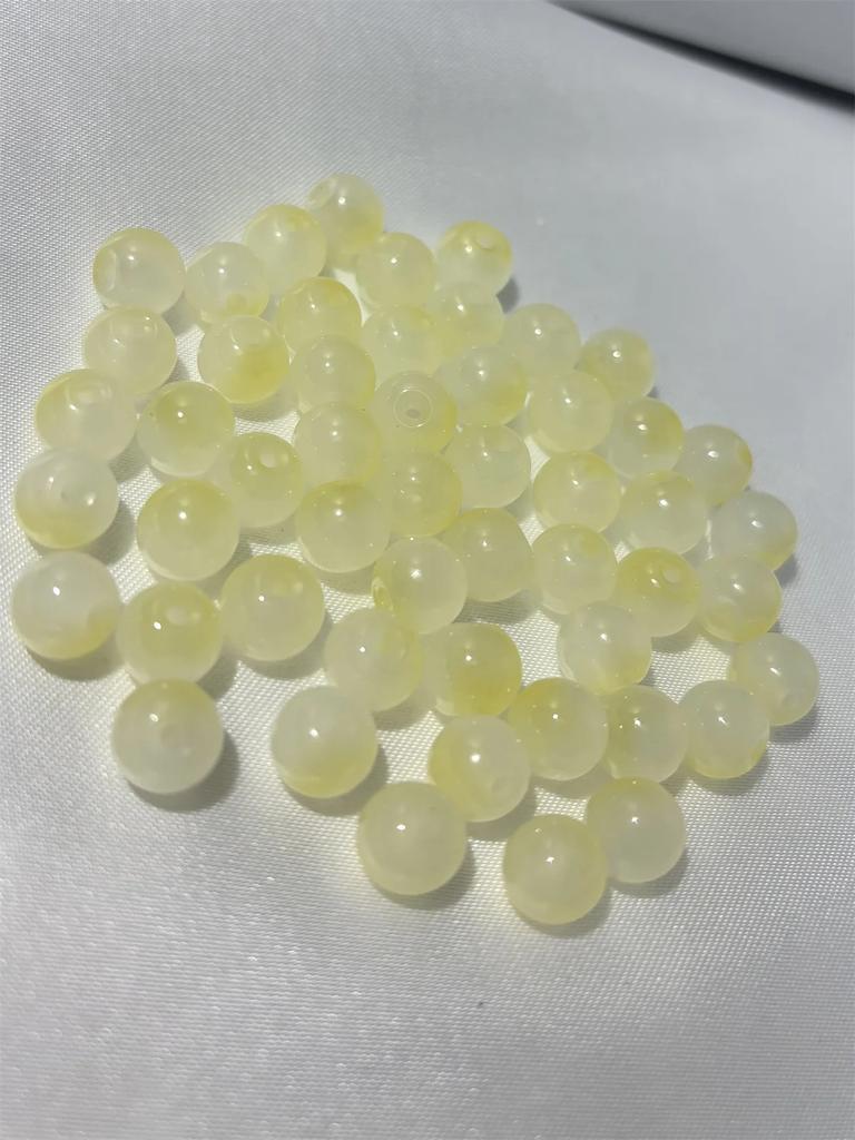 50pcs 8mm Glass Crack Imitation Jade Color Series Round Beads DIY Handmade Necklace Bracelet Loose Beads Jewelry Accessories