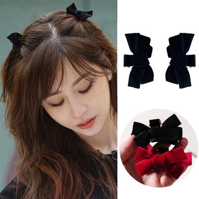 Sweet Black Red Bow Small Hair Claw Clip Princess Velvet Bow Hair Clip Claw Clamp Headwear Girls Women Korean Hair Styling Tools
