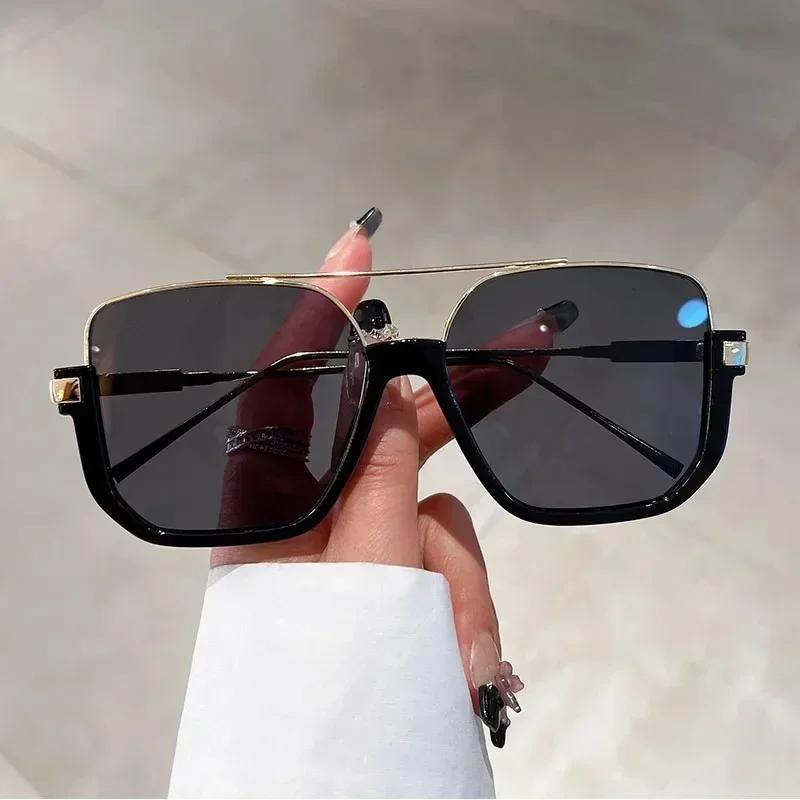New Vintage Oversized Square Sunglasses Fashion Men Women Shades Eyewear Trendy Ins Popular Brand Design Glasses UV400 Sun Glass