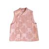 Light Pink Vest Women's Spring and Autumn New Style Temperament Stand-up Collar Retro Clip-on Women's Top Antique Style