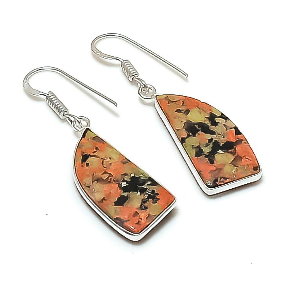 Натуральный Унакит Ручная работа Серьга из стерлингового серебра 925 пробы 1,69  AE-11612