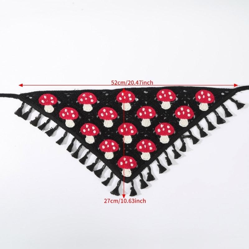 Women Tassels Hairband Wrap Elegant Mushroom Headwraps Elaborate Head Scarf Turbans Bandanas Hairband for Vacation