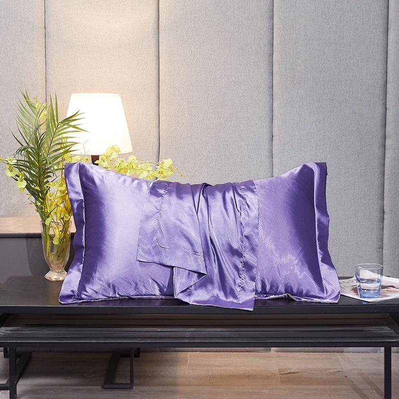 Solid Color Double-sided Silk Pillowcase Mulberry Silk Ice Silk Beauty Pillowcase Single Silk Wide-edge Pillowcase