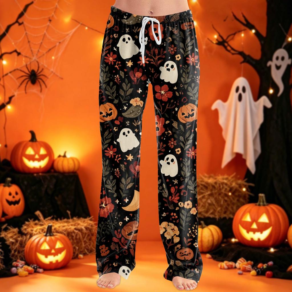 Women's Pajama Pants with Drawstring Halloween Print Relaxed Fit for Casual