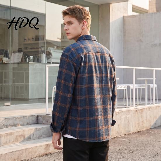 Casual Shirt Men Plaid Print Jacket Long Sleeve Button Down Autumn Outerwear Coat Lapel for Commuting Layering Outfits Breathable Tops