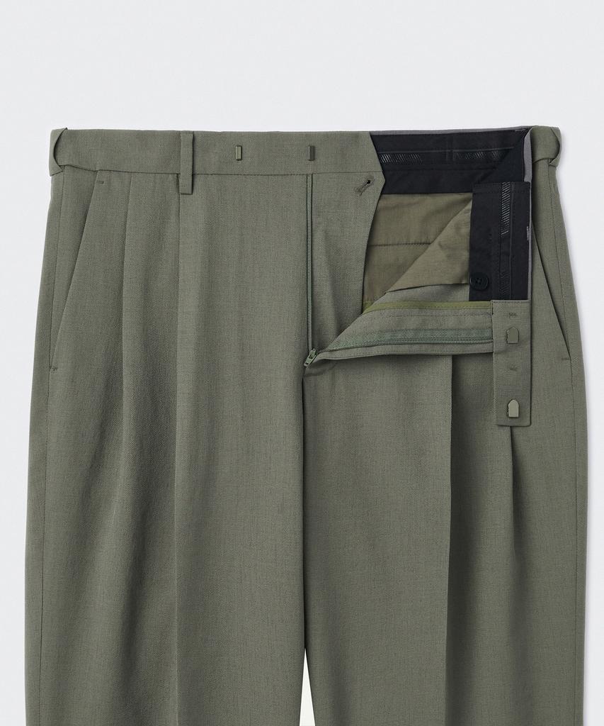 MUSINSA STANDARD Cool Touch To Tuck Wide Hidden Elastic Waist Slacks [Khaki Gray]