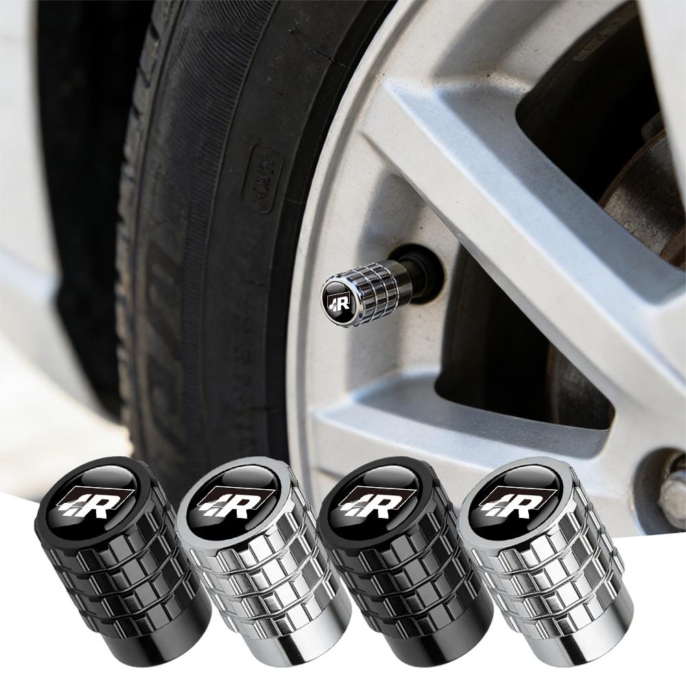 4PCS Aluminum Car Wheel Tire Valve Cover Auto Accessories For Volkswagen Polo Sharan Golf Scirocco Touran Touareg Tcross Tiguan
