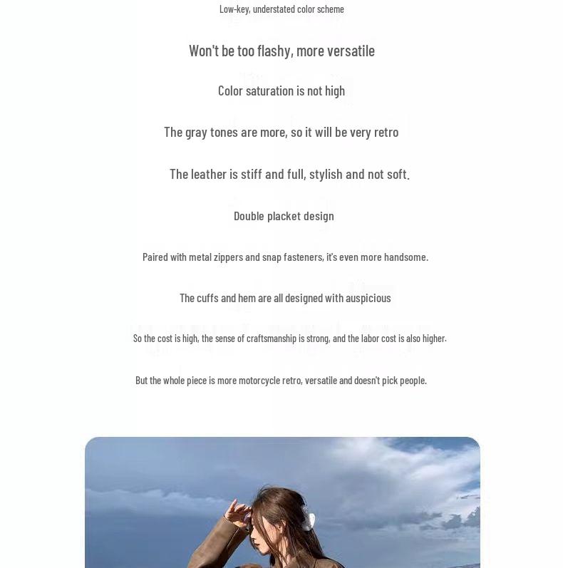 Women's Brown PU Leather Retro Motorcycle Jacket for Spring & Autumn