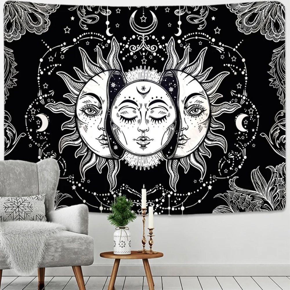 

Sun Mandala Tapestry White Wall Decoration Dorm Decor Blanket Wall Rugs Home