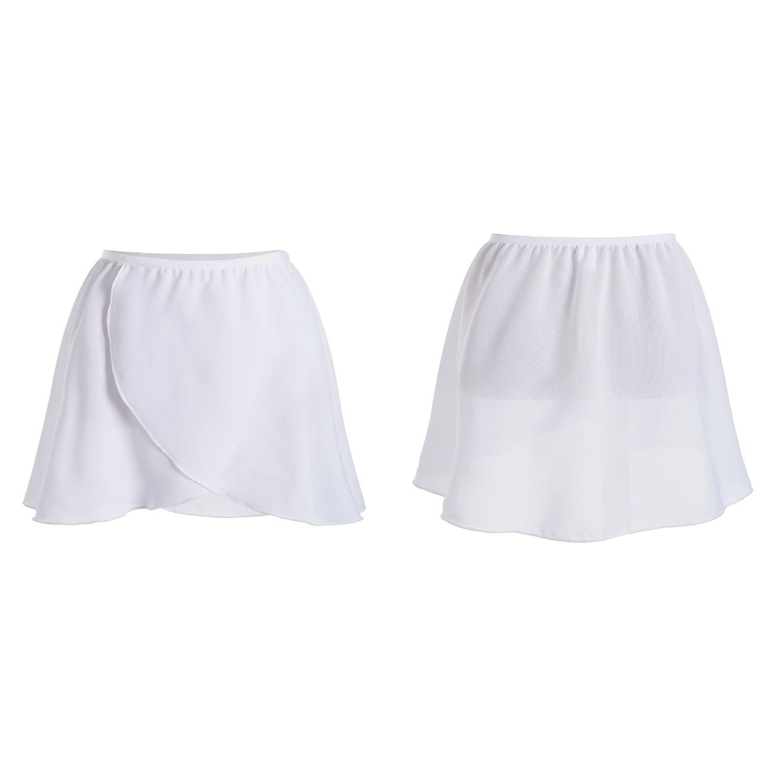 Fldy Meisjes Ballet Rokken Dans Chiffon Wikkelrok Kinderen Dans Gymnastiek Kostuum 10-14 Years wit